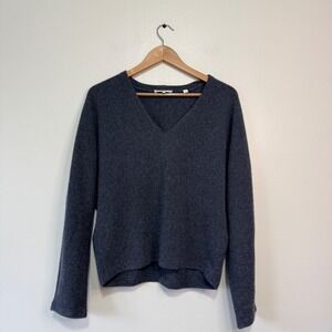 Vince 100% Cashmere V-Neck Dolman Sweater Heathered Blue Grey Womens Small S